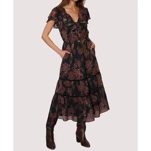 chinese dress ladies LOST+WANDER Paloma Maxi Dress Fringe Flowy - Pink
